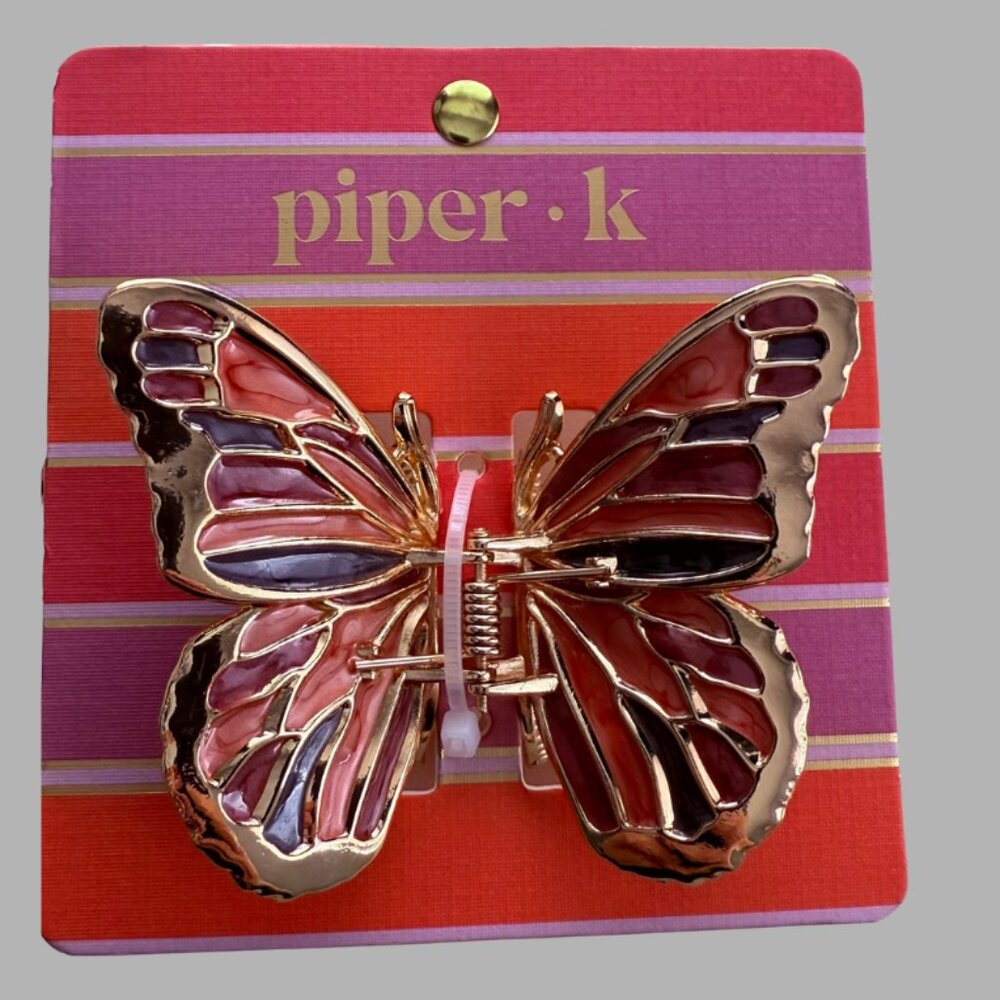 Piper K Butterfly Claw Clip Gold and Multicolor